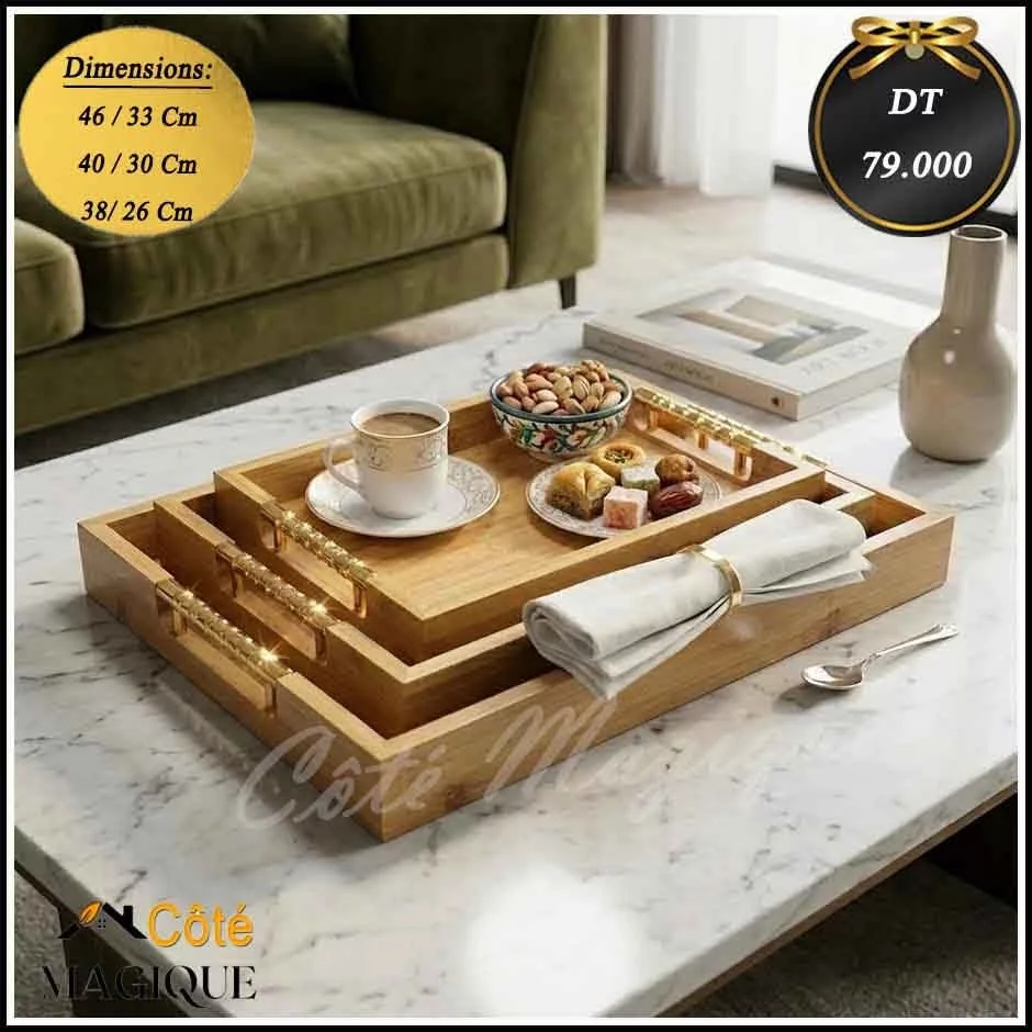 Lot de 3 Plateaux dorée